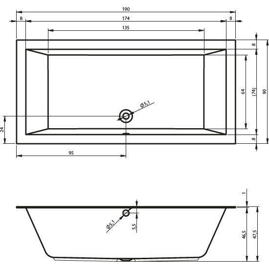 Riho Lugo Velvet fürdőkád 190x90 cm (BT0510500000000)-1