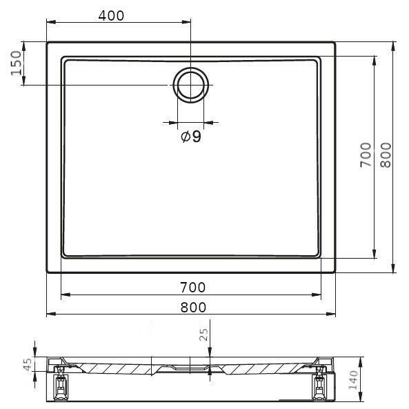 Riho Davos zuhanytálca 80x80 cm lábbal, előlappal 249 (DA5700500000000)-1