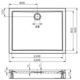 Riho Davos zuhanytálca 120x90 cm szögletes, lábbal, előlappal 255 (DA6300500000000)-1