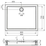 Riho Davos zuhanytálca 90x80 cm szögletes, lábbal, előlappal 271 (DA7100500000000)-1