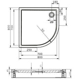 Riho Davos zuhanytálca 80x80 cm íves, lábbal, előlappal 279 (DA8700500000000)-1