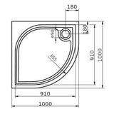 Riho Kolping zuhanytálca 80x80 íves, lábbal, szifonnal (DB1000500000000)-1