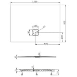 Riho Basel zuhanytálca 120x80 szögletes, szifonnal, fényes fekete, króm fedő 406 (DC161600000000S)-1