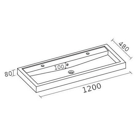 Riho Bologna mosdó 120x48 cm egy medencés, két csaplyukkal (F7BO112048121)-1