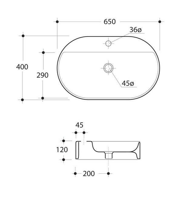 Sapho Ring mosdó pultra szerelhető 65X12x40 cm (028501)