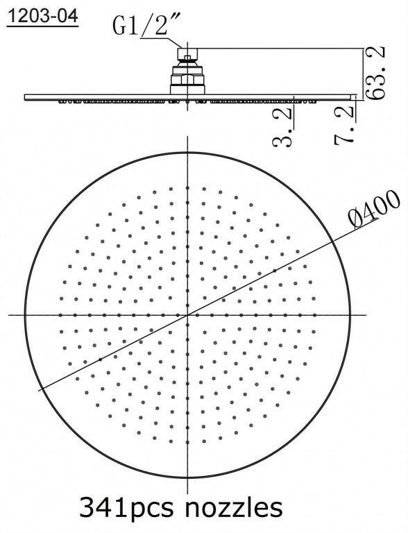 Sapho fejzuhany kerek 400 mm króm 8 mm vastag (1203 - 04)
