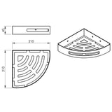 SAPHO SMART sarokpolc zuhanyzóba, 210x45x210mm, INOX (2479)-1