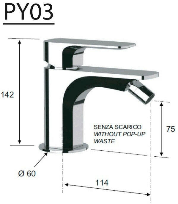 Sapho Spy bidé csaptelep leeresztő nélkül króm (PY03)