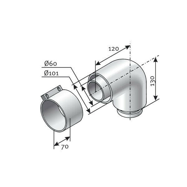 SAUNIER 60/100 PPs könyök 90°-2