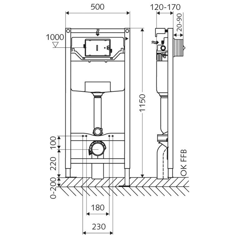 Schell Montus C 120 WC - szerelőmodul vakolat alatti WC - tartállyal 030560099