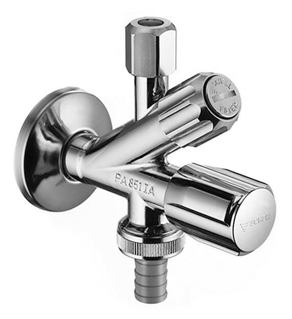 Schell szűrős kombinált sarokszelep mosógéphez 1/2" - 3/4" - 3/8" ( 035600699 )