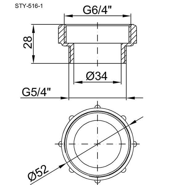 Styron szűkítő szifonhoz 6/4" - 5/4"+tömít