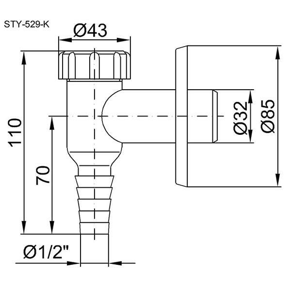 Styron mosogépszifon falon kívül króm-1