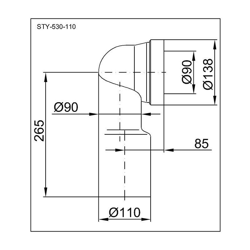Styron Wc bekötő könyök 110mm elfolyás