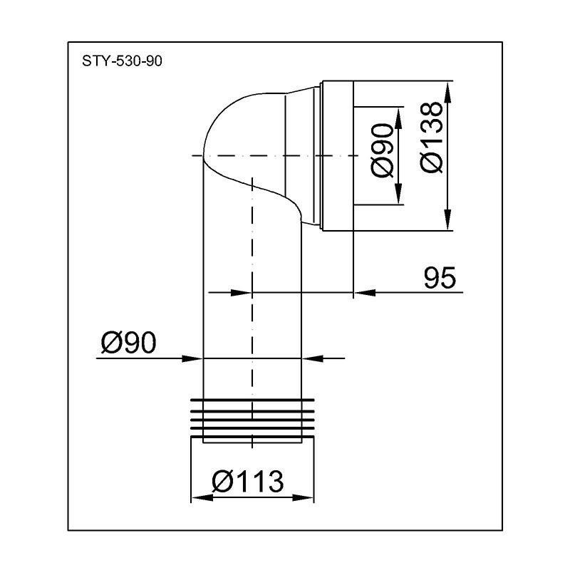 Styron Wc bekötő könyök 90mm elfolyás