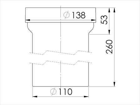 Styron Wc szimering egyenes hosszú 110mm