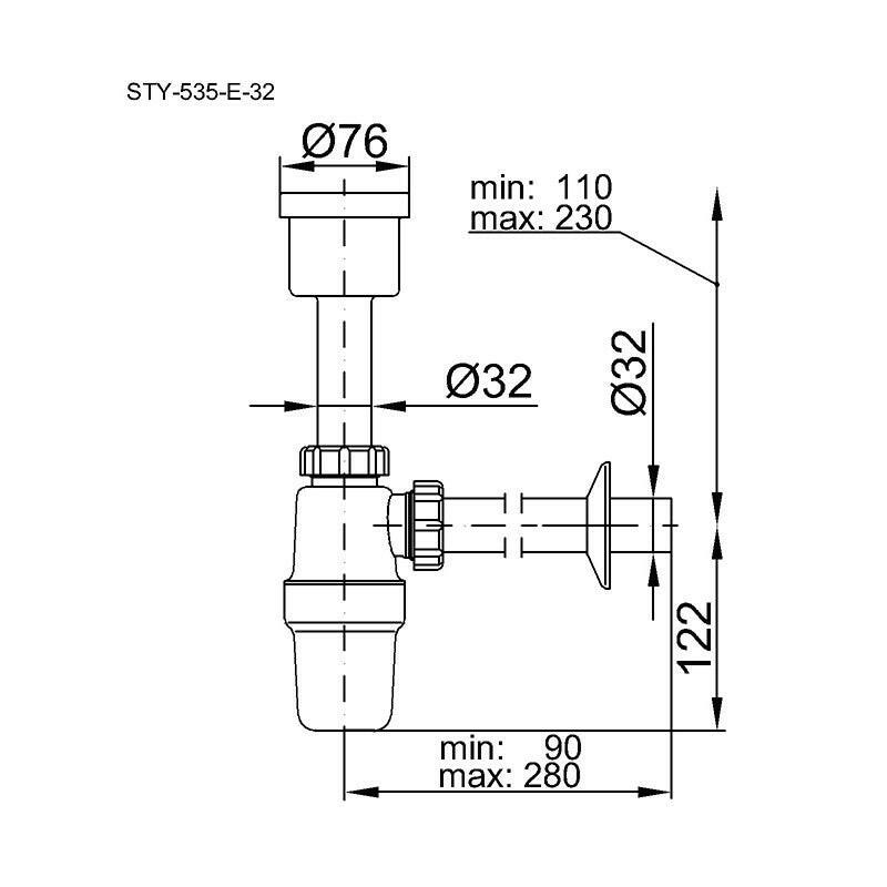 Styron piszoár szifon egyenes 32mm (STY - 535 - E - 32)