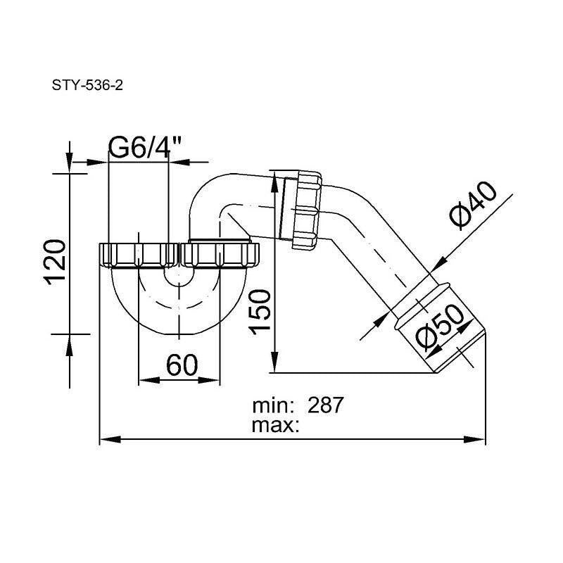 Styron kádszifon 6/4 " (STY - 536 - 2)