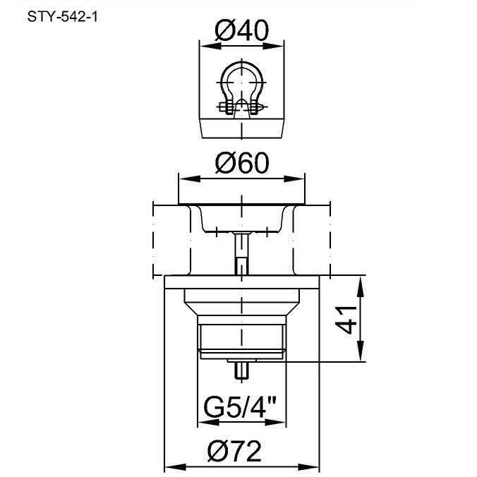Styron leeresztő szelep 5/4" műanyag 60mm