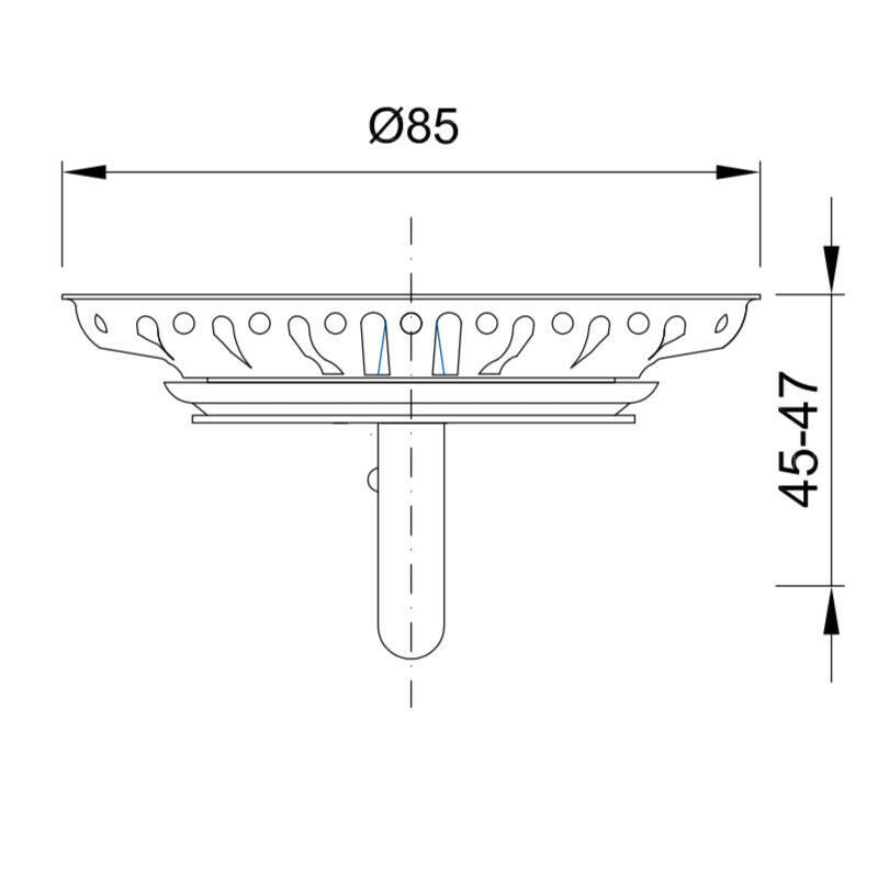 Styron 114 mm leeresztő szelephez kosár 85 mm (STY - 654 - D)