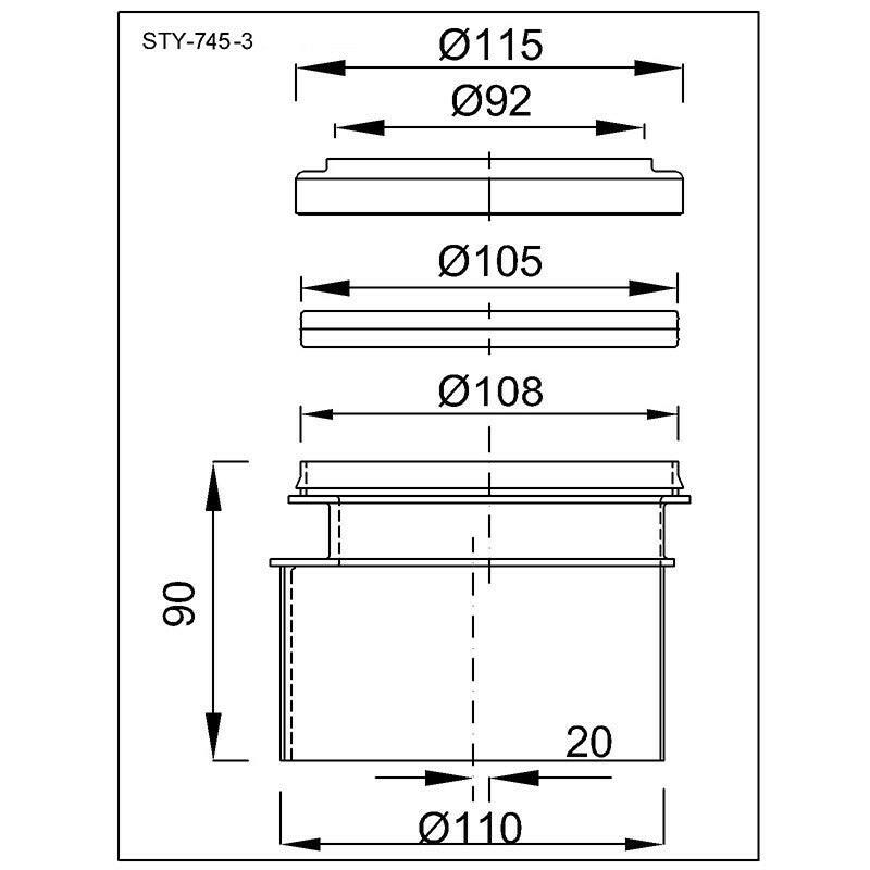 Styron Wc bekötő excenteres szett 90/110mm (STY - 745 - 3)