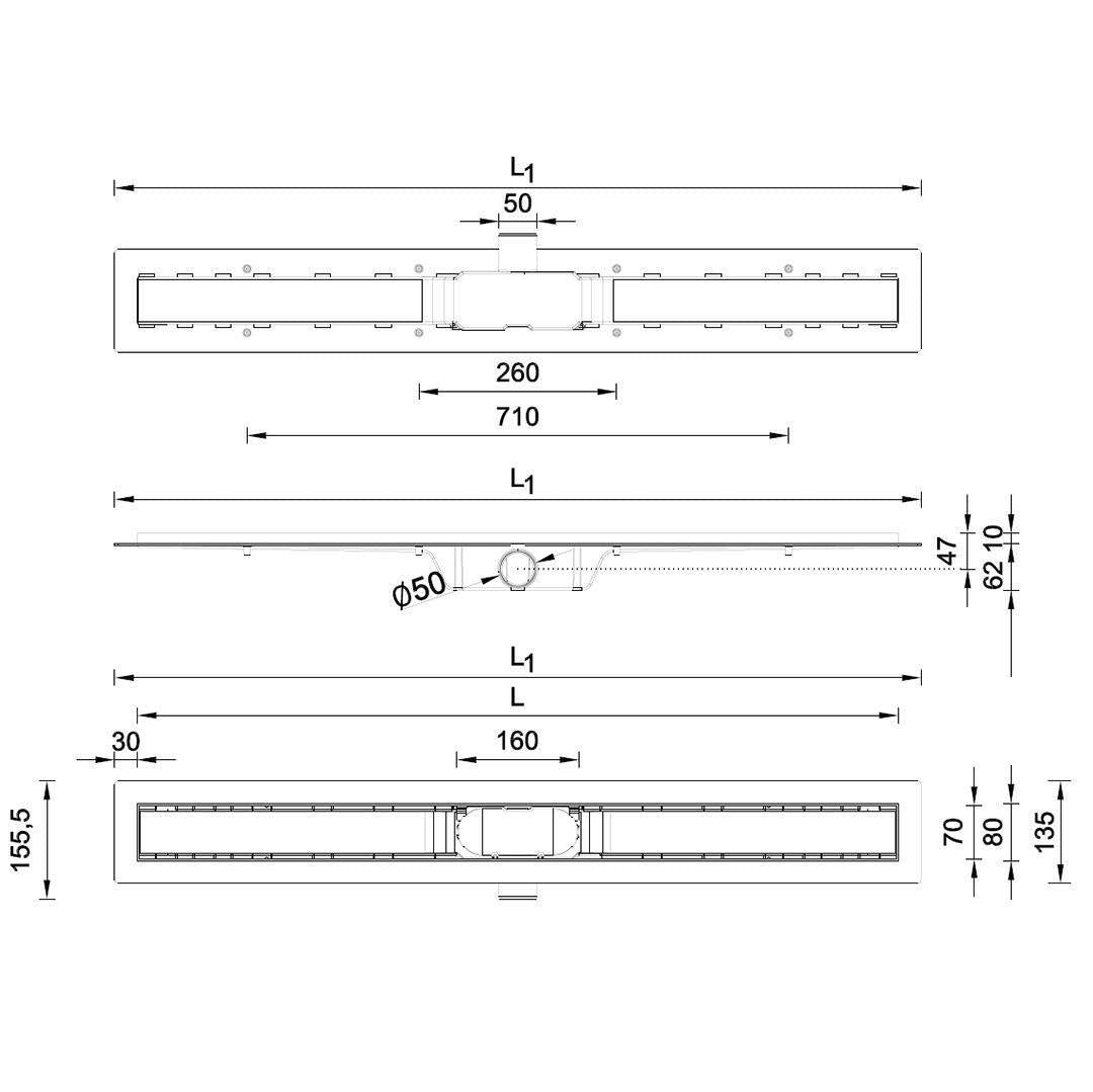 Styron zuhanyfolyóka Klasszik ráccsal 800 mm STY - K - 80