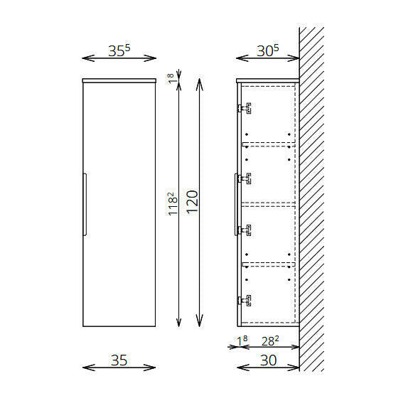 Tboss Dana/Noto/Nola kiegészítő szekrény, 1 ajtós, 120cm (F120 1A) - KIFUTÓ-1