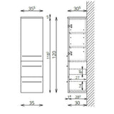 Tboss Famme kiegészítő szekrény, 1 ajtós, 2 fiókos, 120cm (F120 1A2F) - KIFUTÓ-1