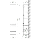 Tboss Famme kiegészítő szekrény, 1 ajtós, 2 fiókos, 170cm (F170 1A2F) - KIFUTÓ-1