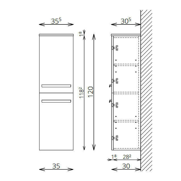 Tboss Leon/Modena kiegészítő szekrény, 2 ajtós, 120cm (F120 2A) - KIFUTÓ-1