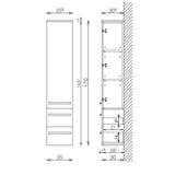 Tboss Leon/Modena kiegészítő szekrény, 1 ajtós, 2 fiókos, 170cm (F170 1A2F) - KIFUTÓ-1