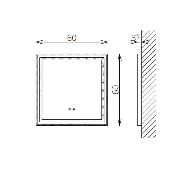 Tboss Floating Mirror Aura 60x60 laptükör, led, érintőkapcsoló, páramentesítő