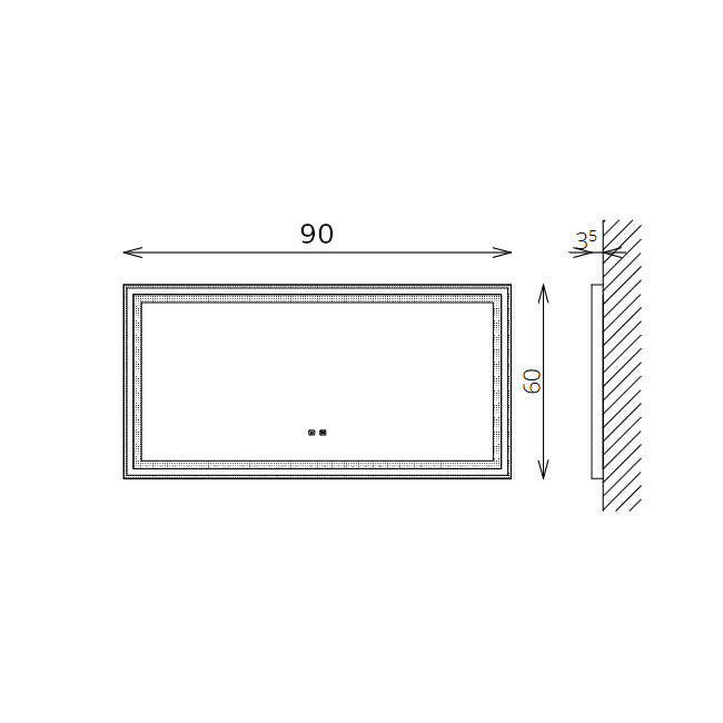 Tboss Floating Mirror Aura 90x60 laptükör, led, érintőkapcsoló, páramentesítő-2