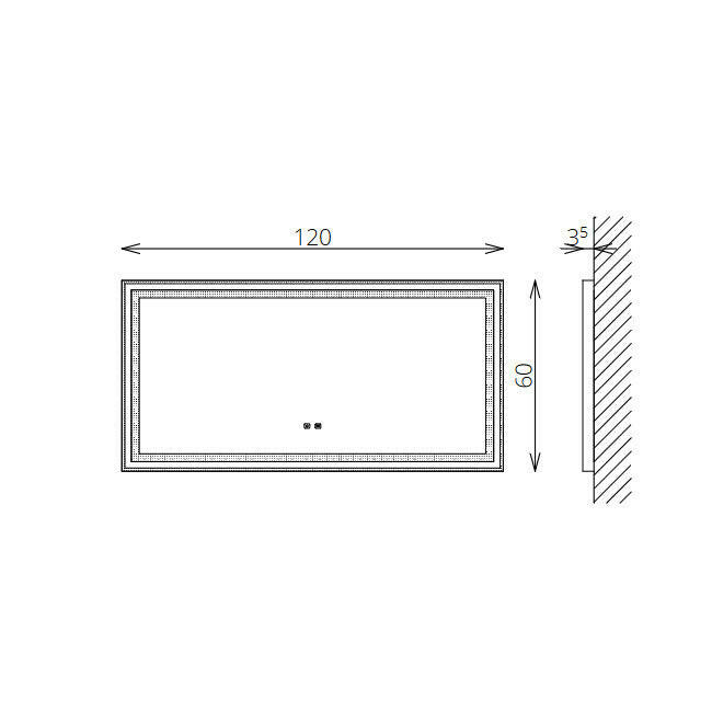 Tboss Floating Mirror Aura 120x60 laptükör, led, érintőkapcsoló, páramentesítő