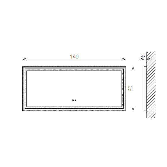 Tboss Floating Mirror Aura 140x60 laptükör, led, érintőkapcsoló, páramentesítő