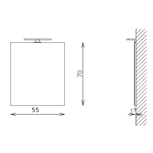 Tboss Floating Mirror Easy 55 laptükör, 30cm-es led lámpával, 55x70-1