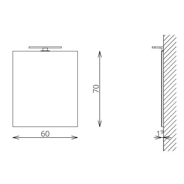 Tboss Floating Mirror Easy laptükör, 30cm - es led lámpával, 60x70