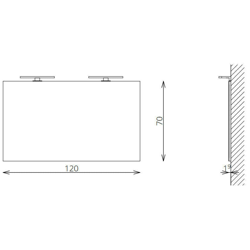 Tboss Floating Mirror Easy 120 laptükör, 2db 30cm-es led lámpával, 120x70-1