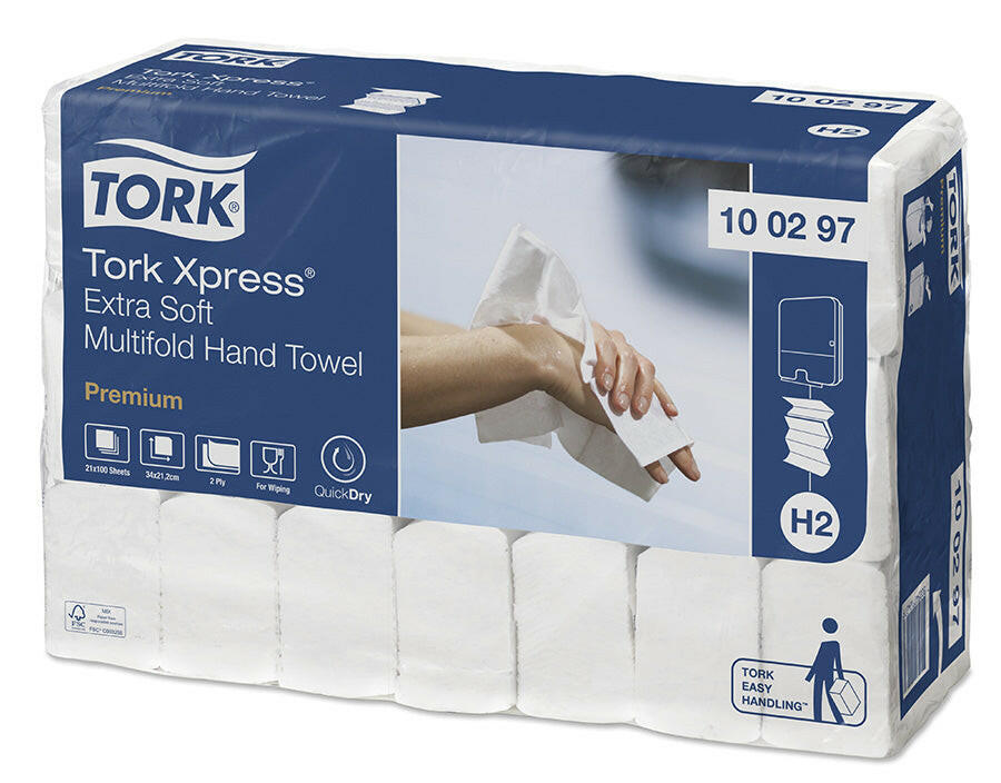 Tork kéztörlő Xpress® Extra Soft Multifold, H2, fehér-0