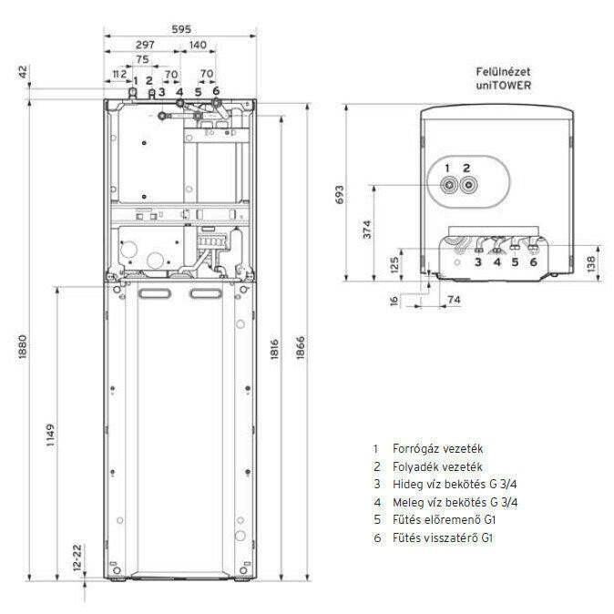 Vaillant uniTOWER Split VWL 128/5 IS (kompakt beltéri egység 10 és 12 kW - os készülékhez) 0010022092