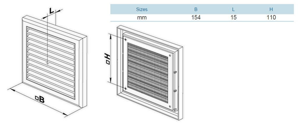 VENTS szellőzőrács MV 100 s 154x154-1