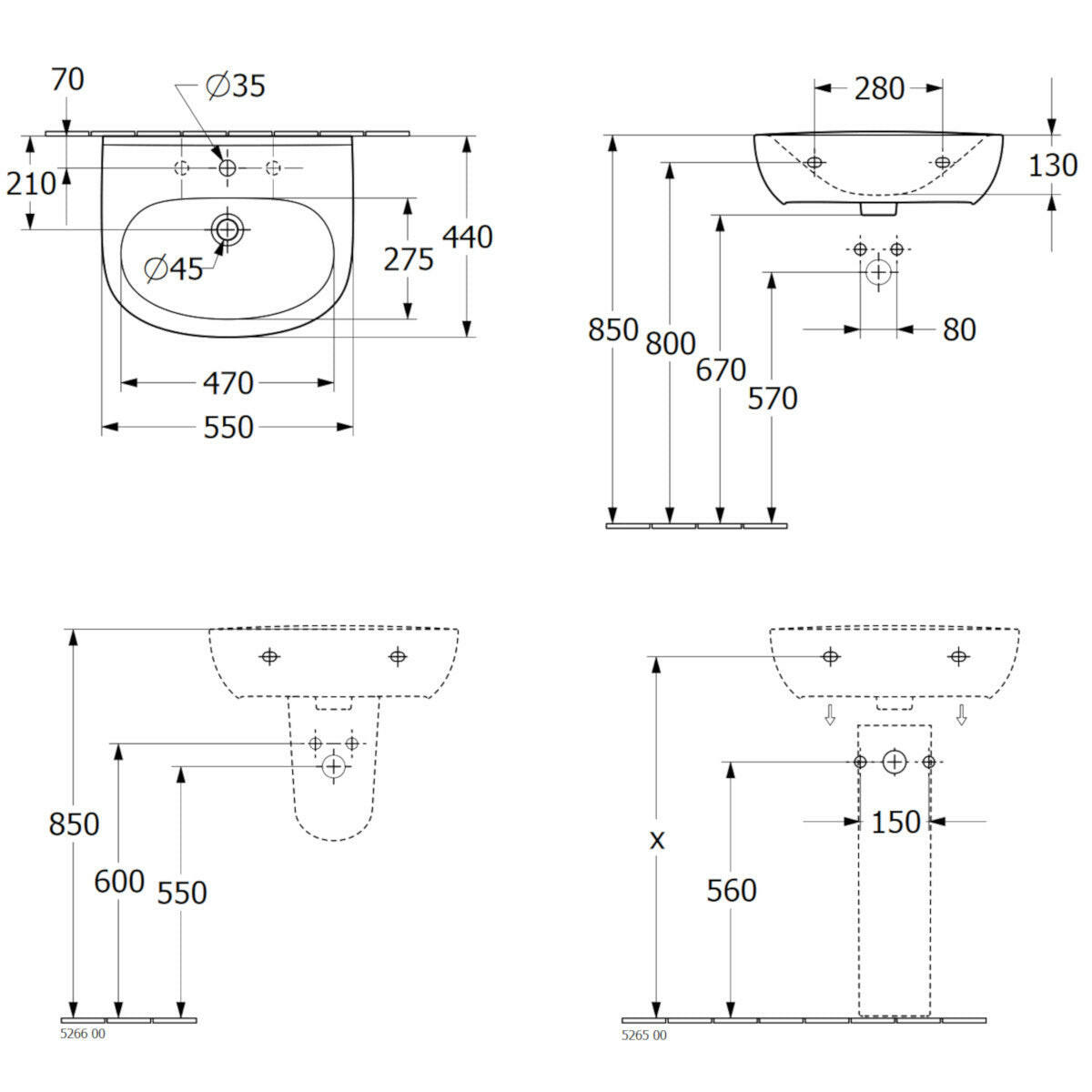 Villeroy&Boch O.Novo 55 x 44 cm-es mosdó-4