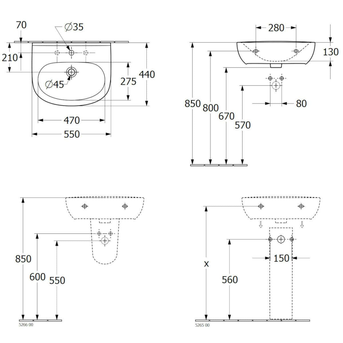 Villeroy&Boch O.Novo 55 x 44 cm - es mosdó (4A405501)