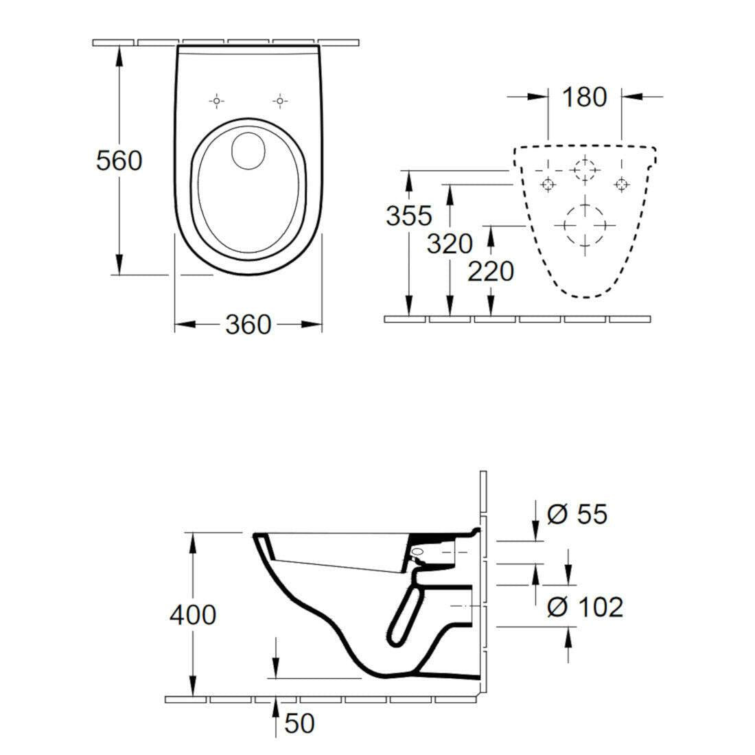 Villeroy&Boch O.novo Combi - Pack fali WC + ülőke