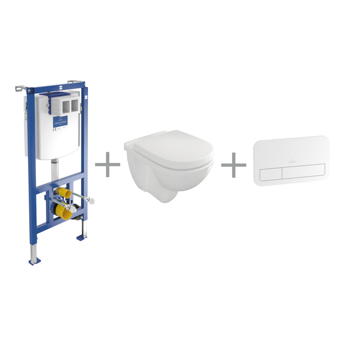 Villeroy&Boch Szett - O.novo fali wc kombipack(5660H101)+WC-elem(92246100)+nyomólap fehér(92249068)-0