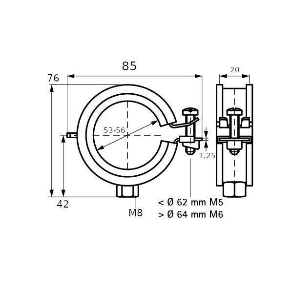 Walraven KSB1 Gumibetétes csőbilincs M8 53 - 56mm (3363054)
