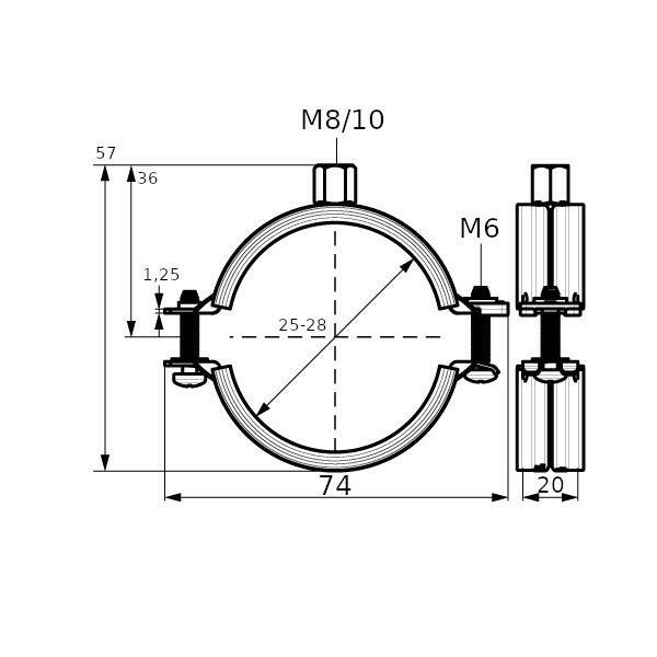 Walraven csőbilincs gumibetétes KSB2 M8/10 25-28mm-1