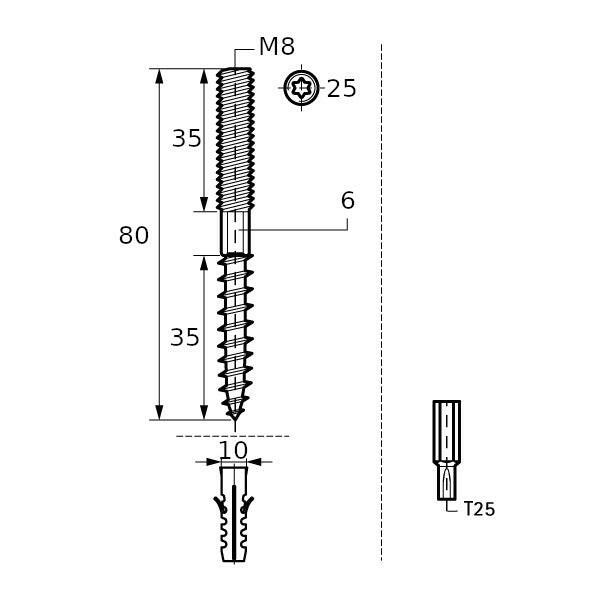 Walraven tőcsavar Torx zp BIS M8x80mm-1