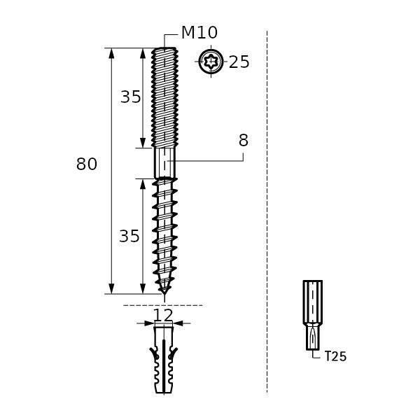 Walraven BIS tőcsavar Torx zp M10x80mm (6283008)