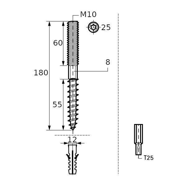 Walraven BIS tőcsavar Tork zp M10x180mm (6283018)